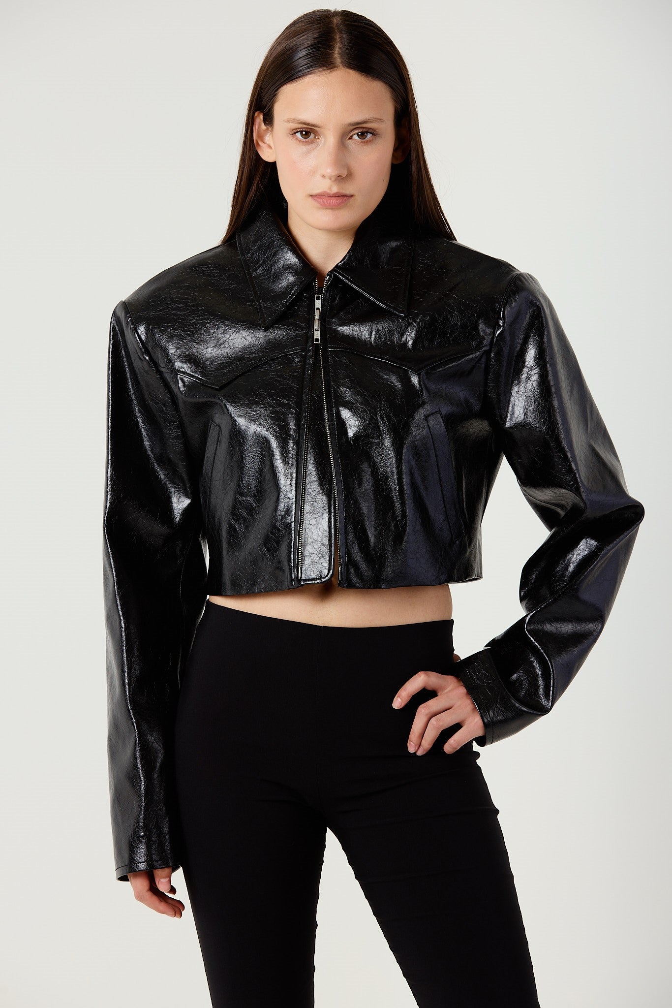 MAXIME BLACK FAUX LEATHER JACKET – LE ELEMENT