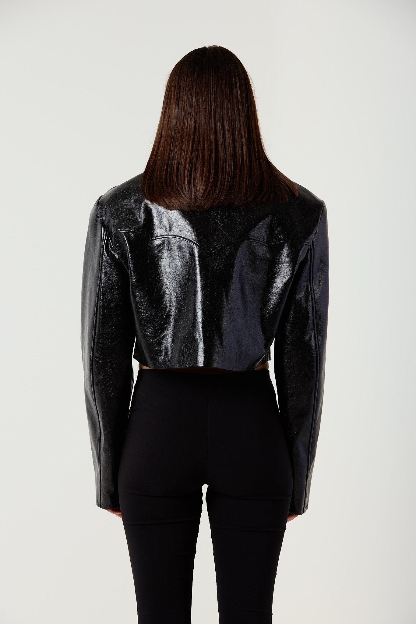 MAXIME BLACK FAUX LEATHER JACKET