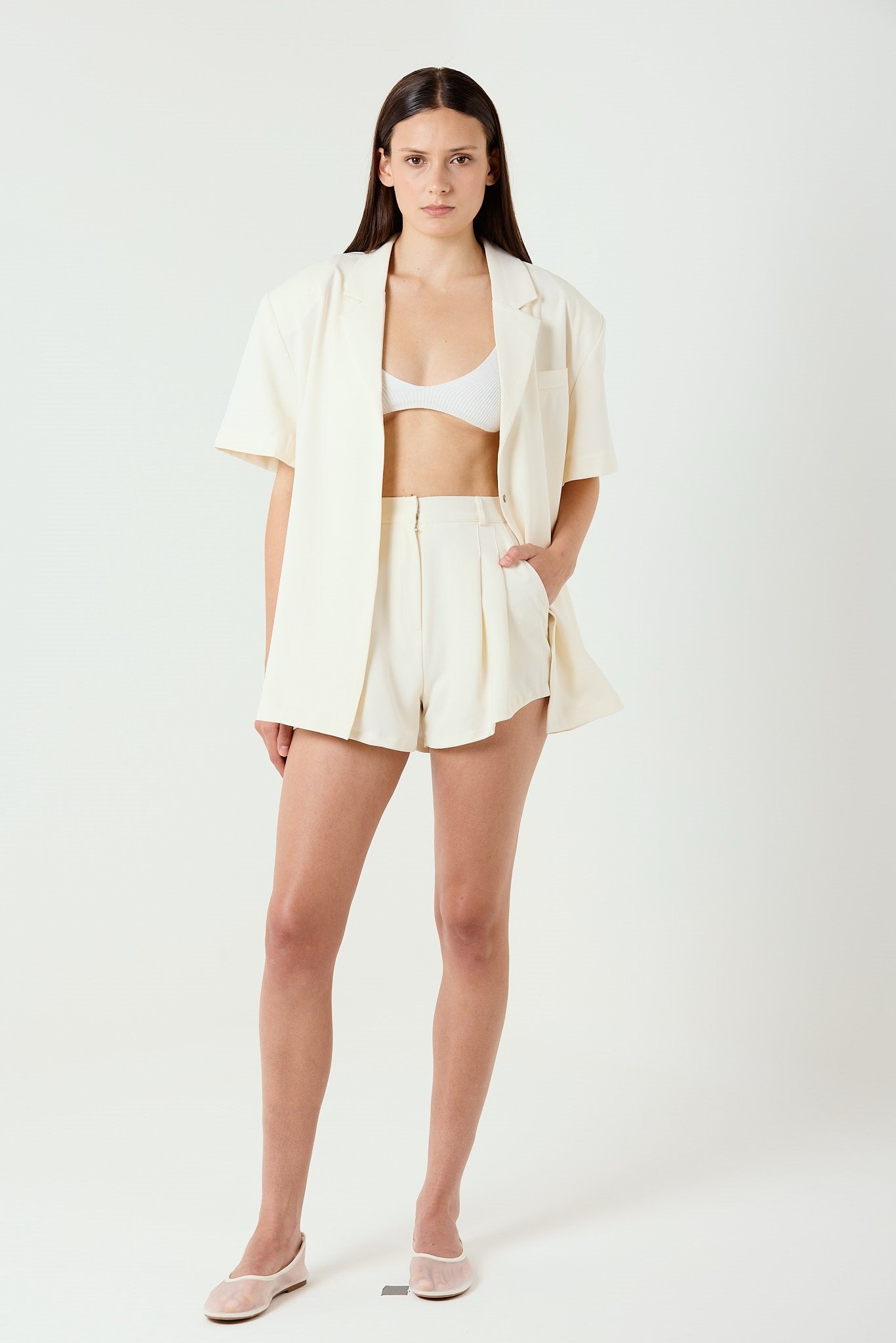 VERA CREAM MINI SHORTS