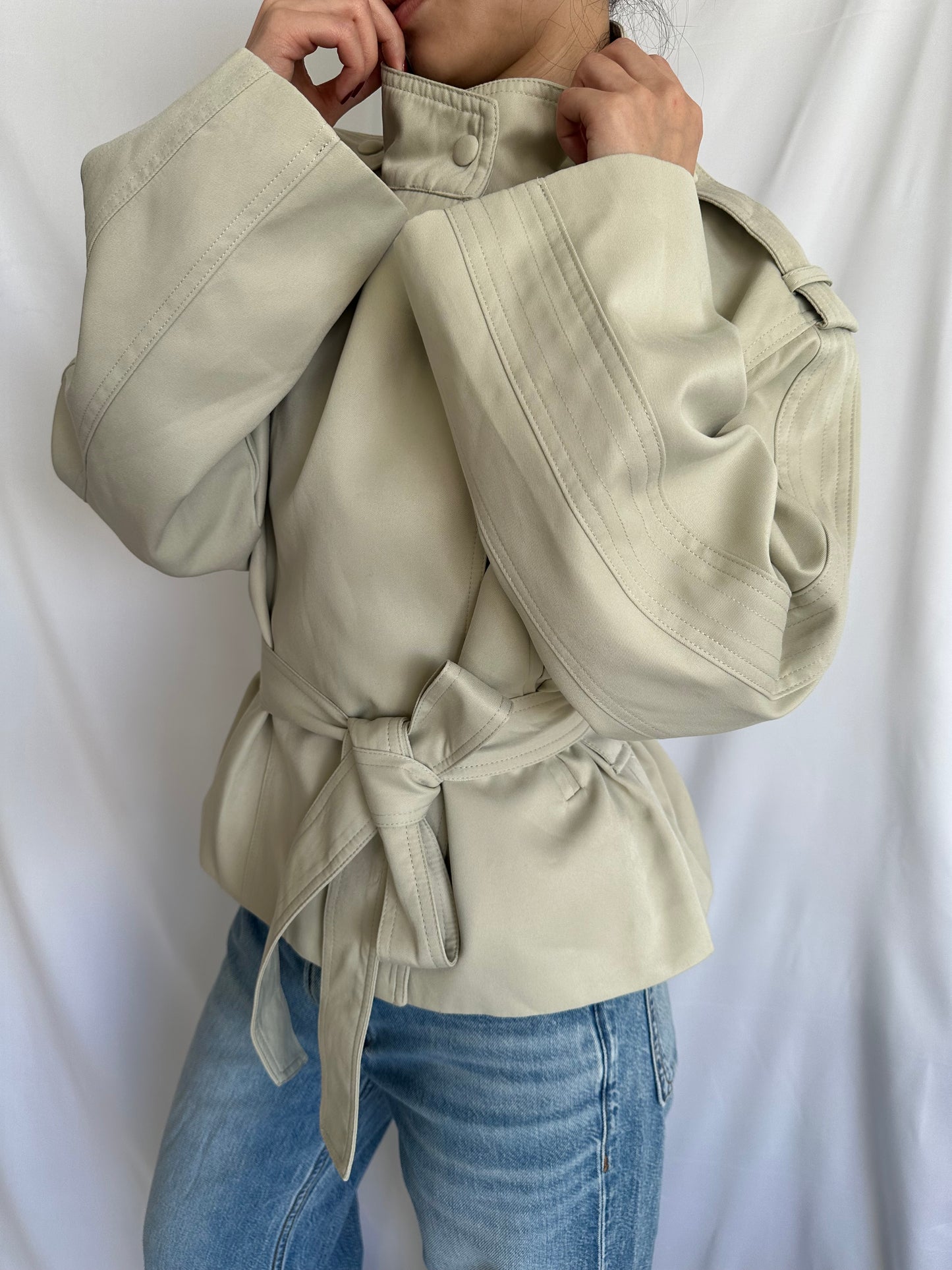 MARGOT CROPPED TRENCH COAT - BEIGE