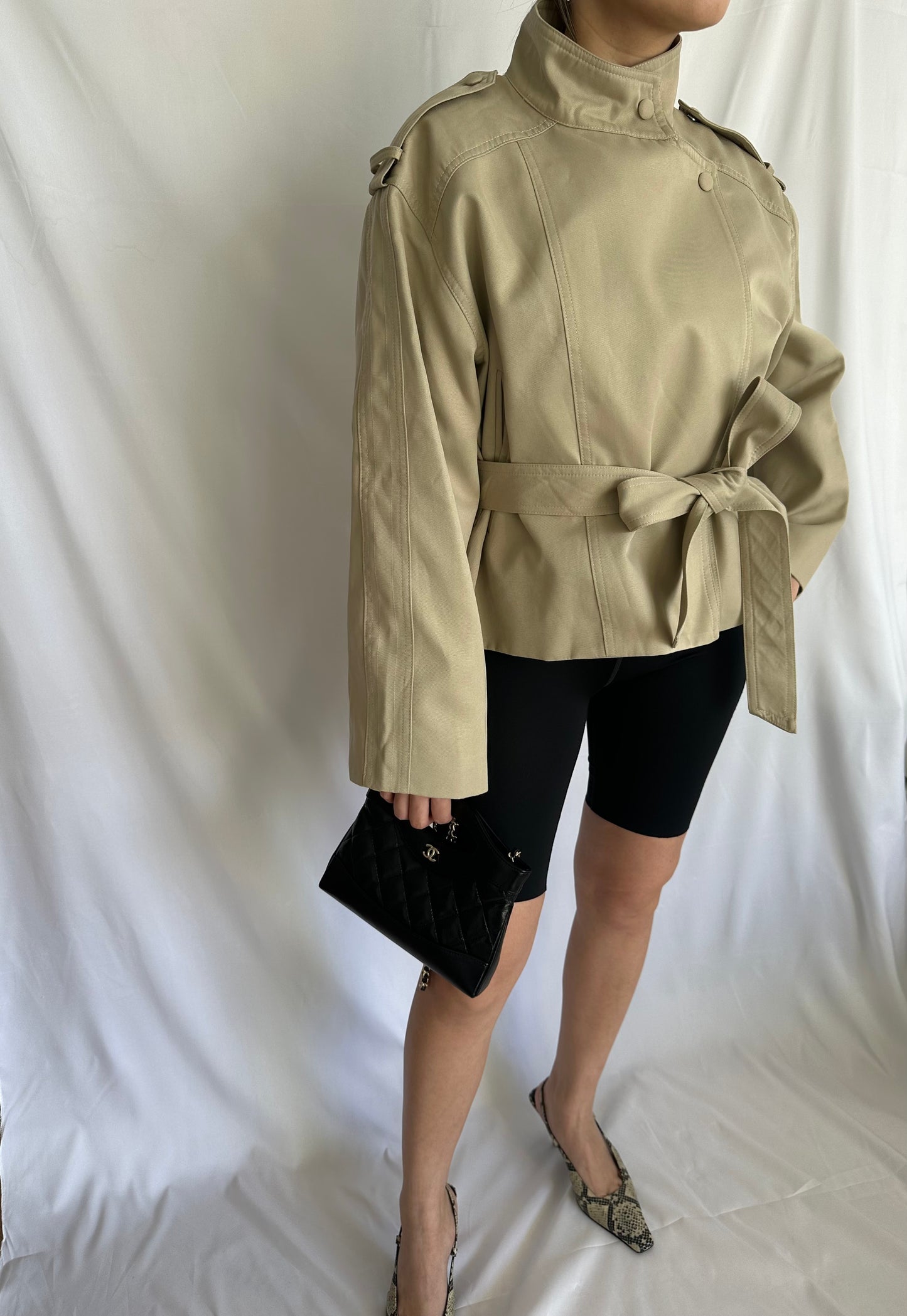 MARGOT CROPPED TRENCH COAT - KHAKI