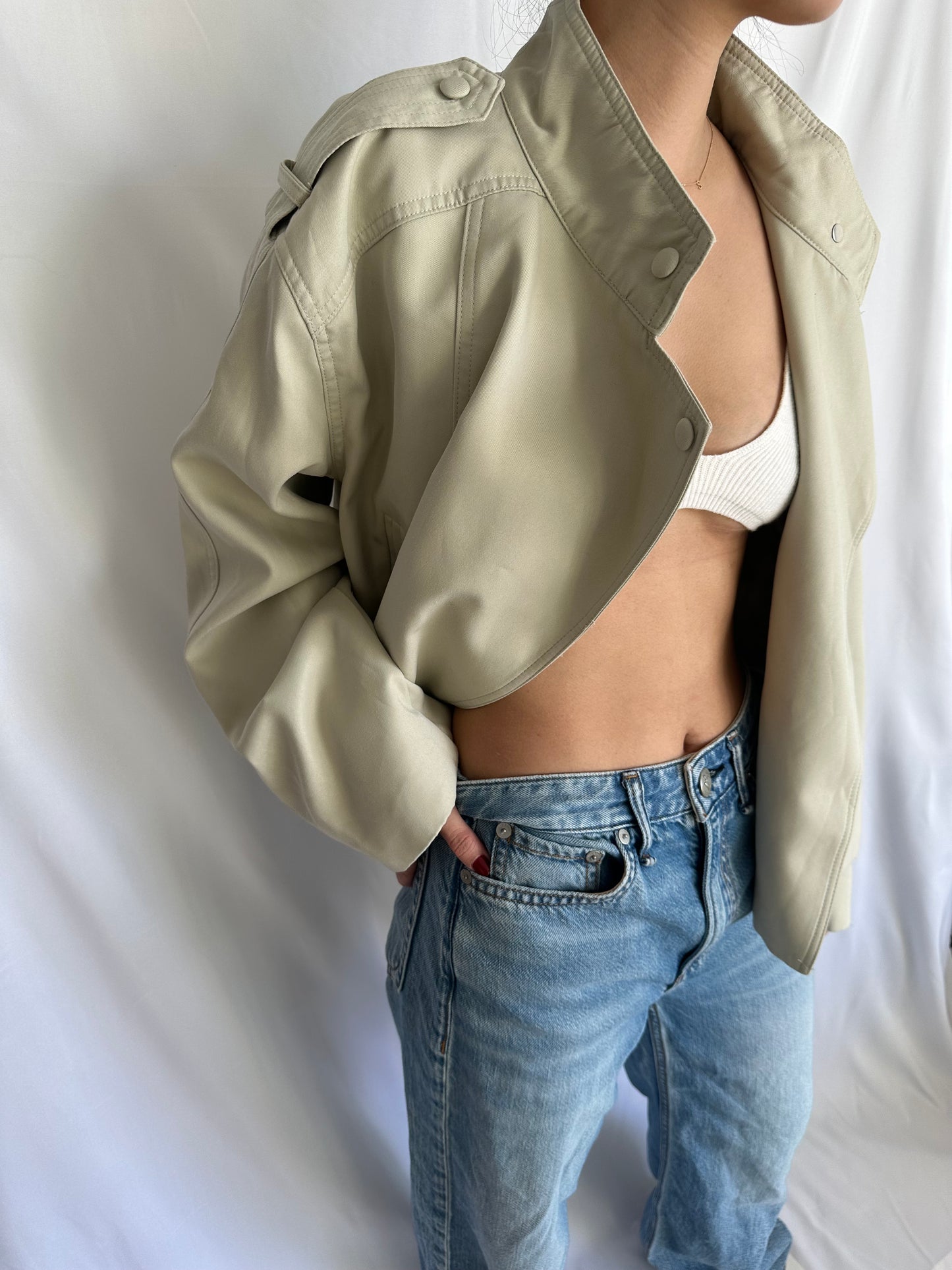 MARGOT CROPPED TRENCH COAT - BEIGE