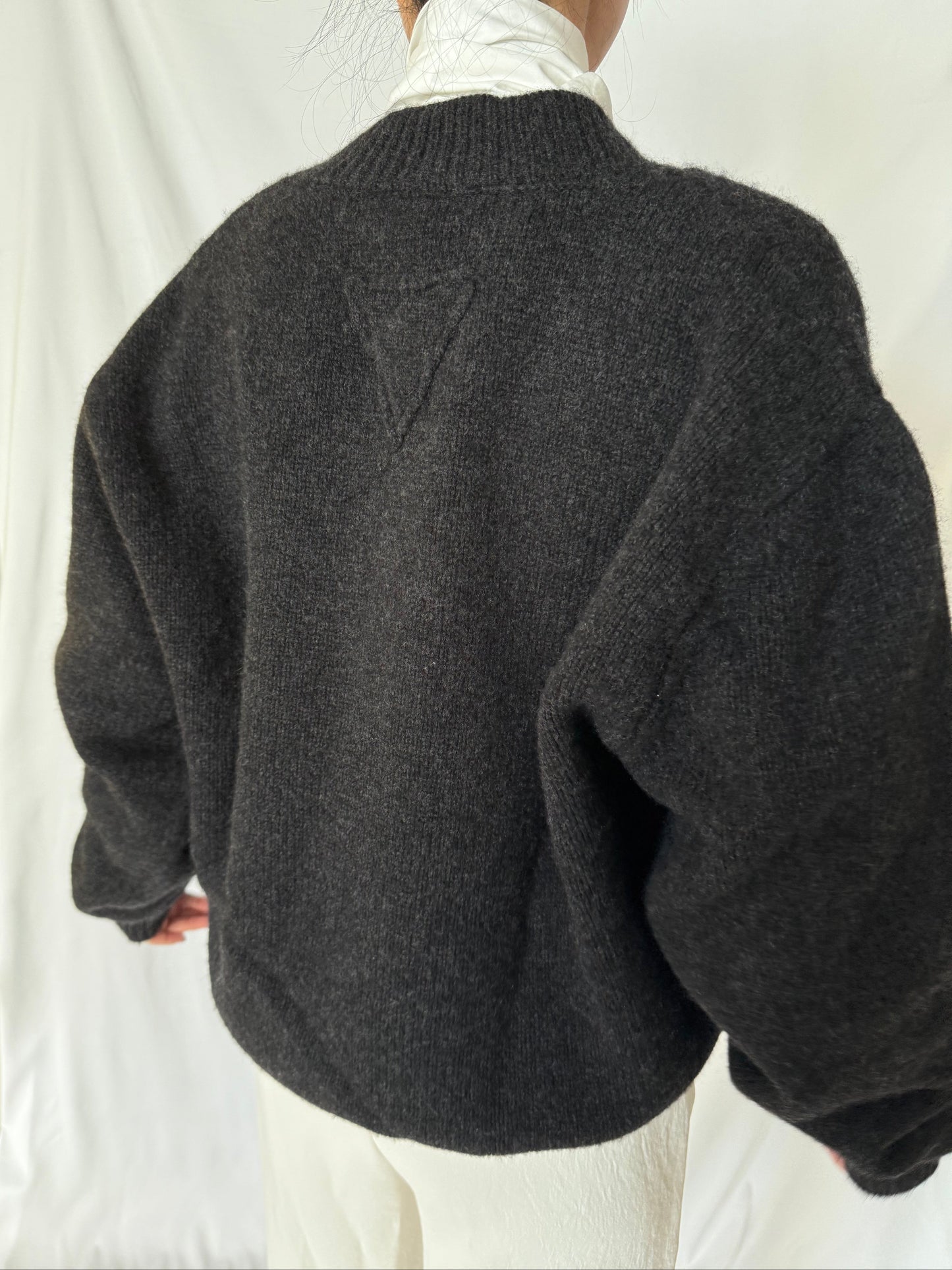 LENA V NECK JUMPER - CHARCOAL