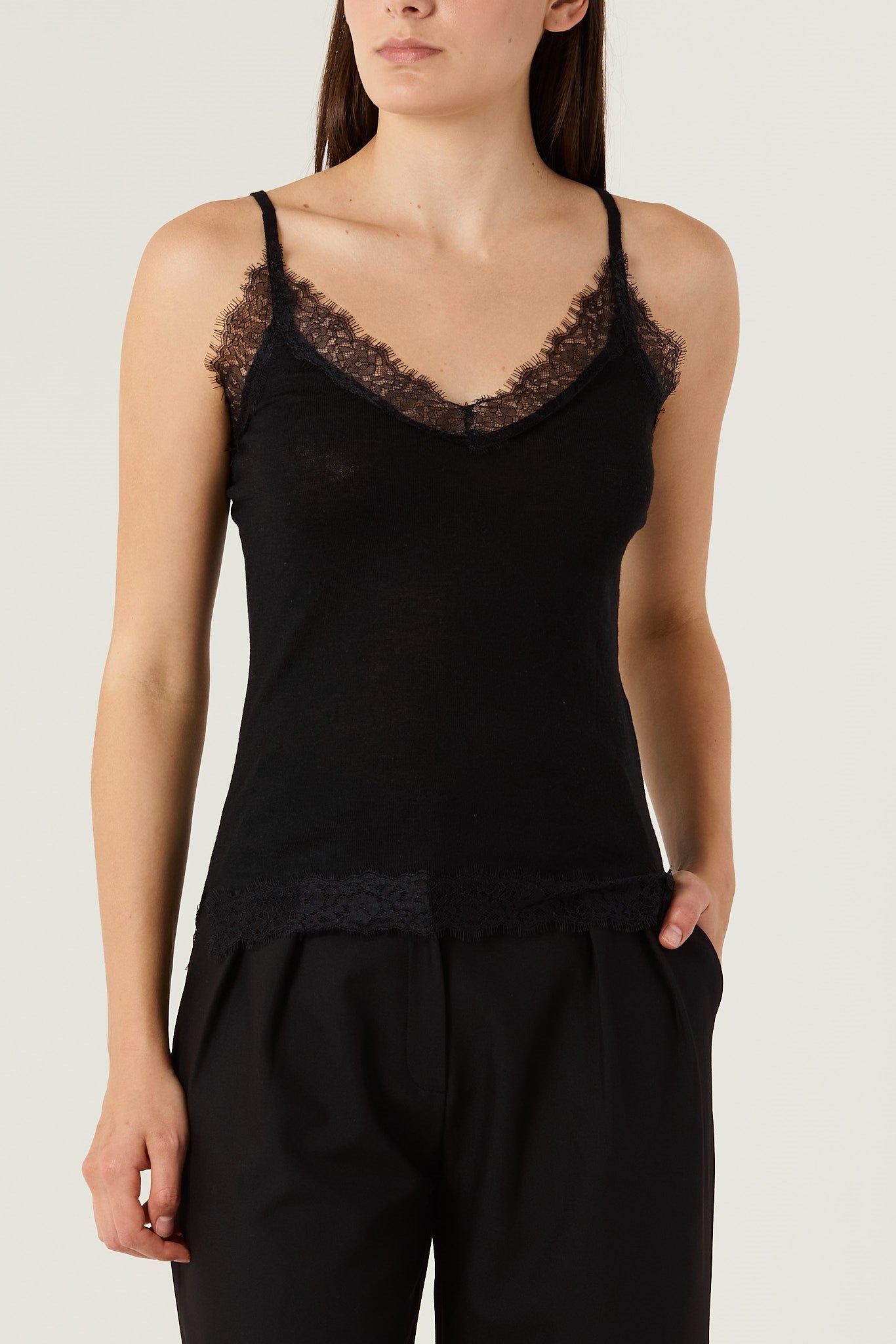 LUNA BLACK SOFT KNIT CAMISOLE