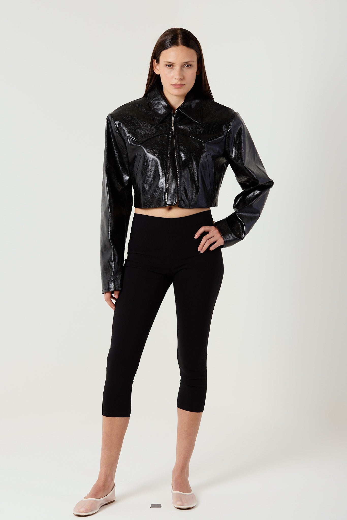 MAXIME BLACK FAUX LEATHER JACKET
