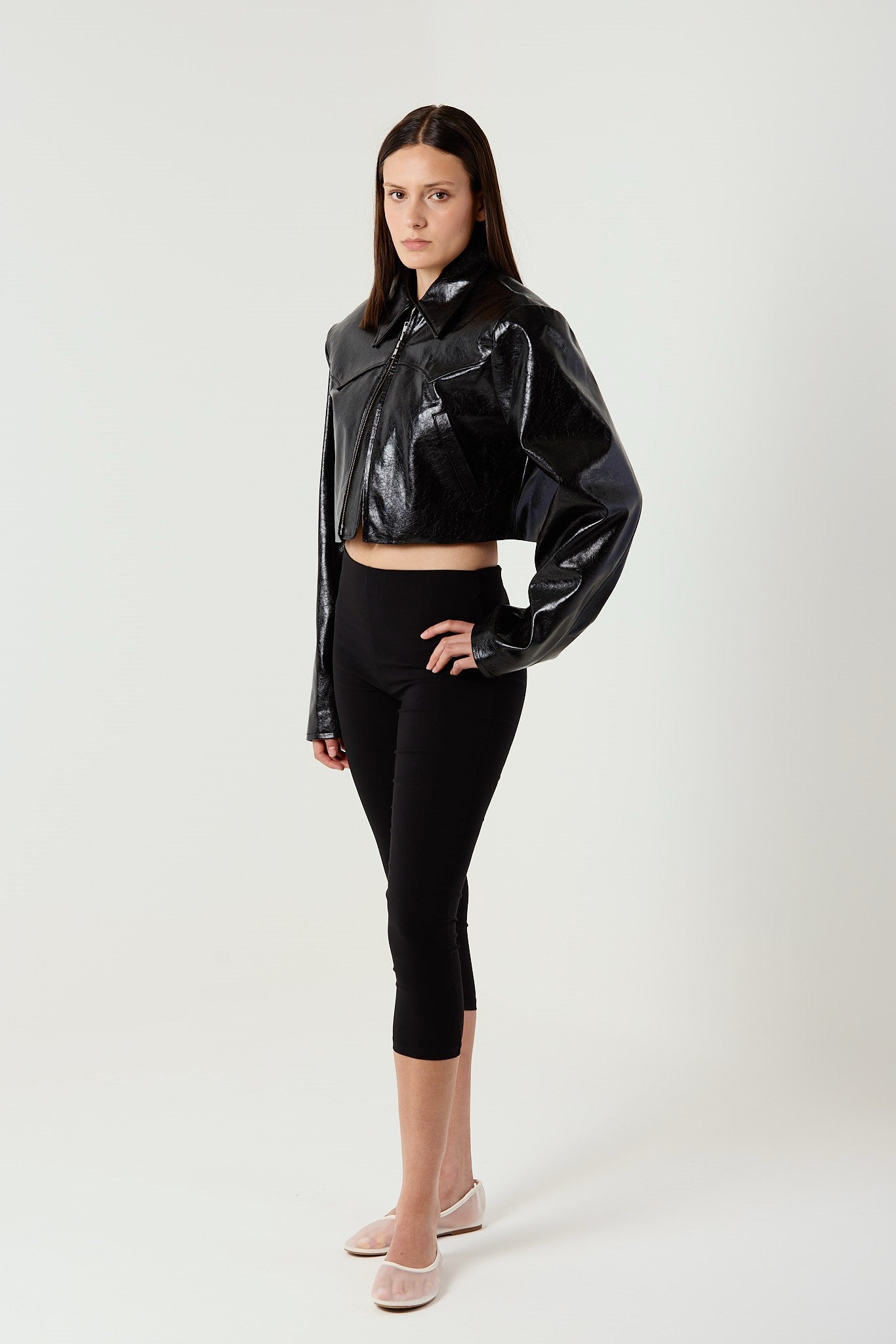 MAXIME BLACK FAUX LEATHER JACKET