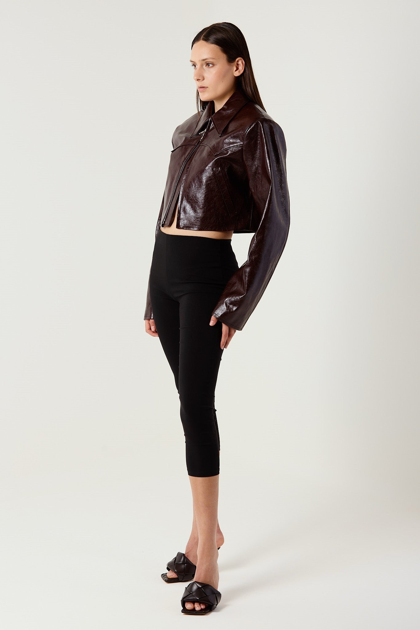 MAXIME BURGUNDY FAUX LEATHER JACKET