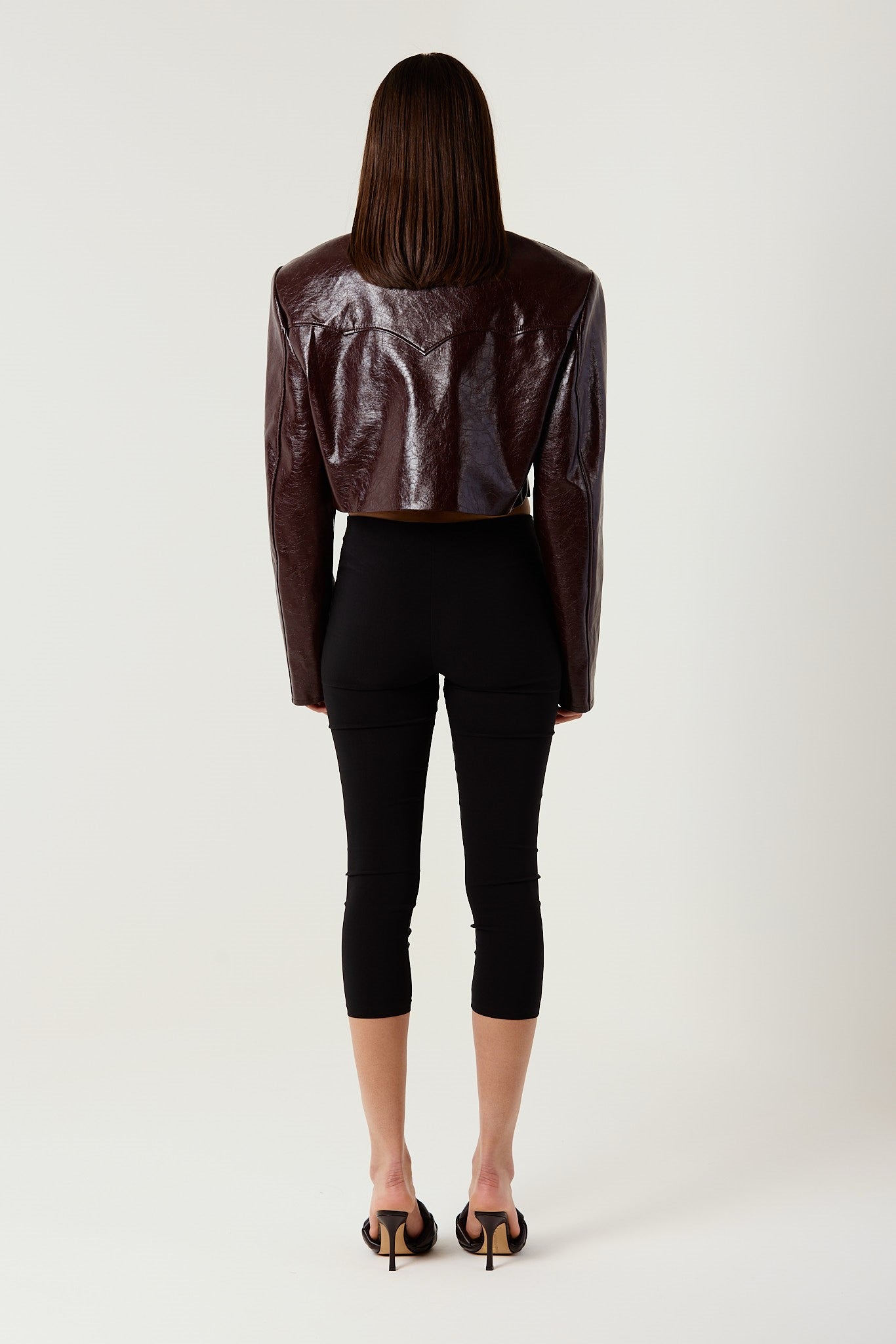 MAXIME BURGUNDY FAUX LEATHER JACKET